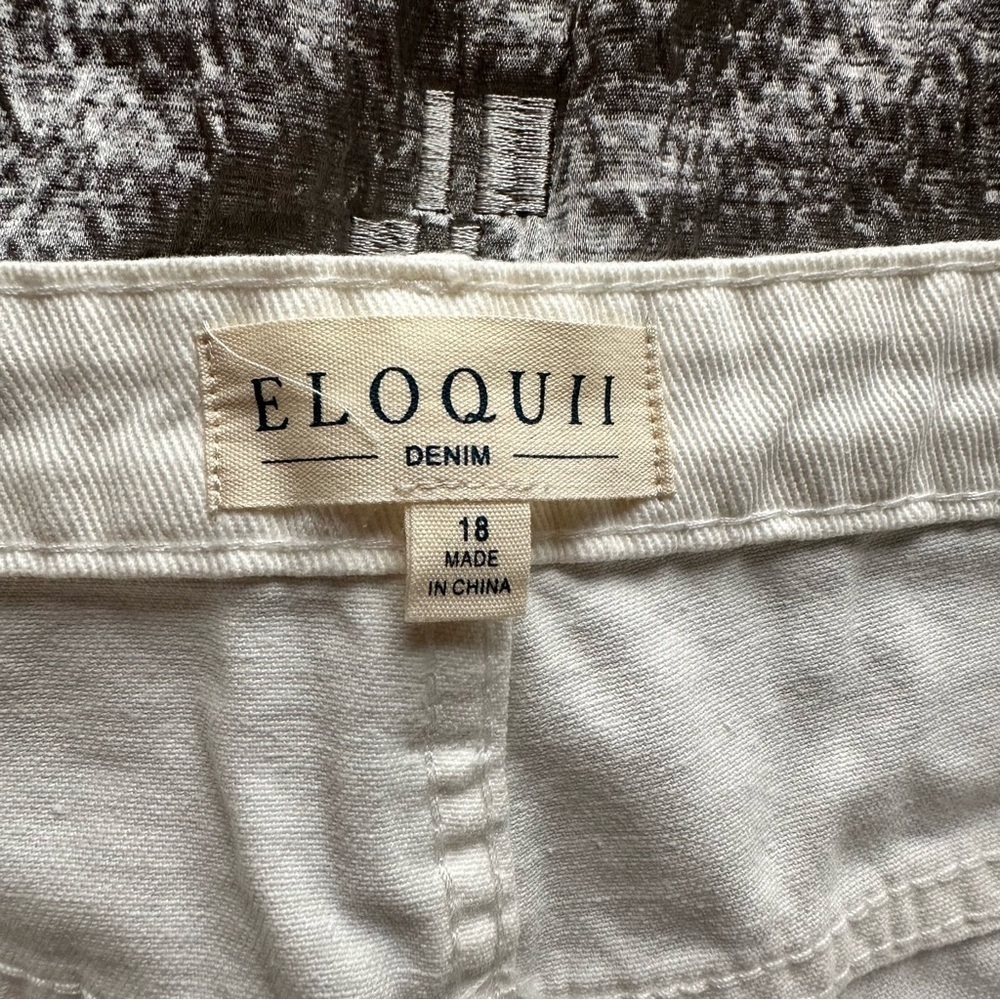 Eloquii Plus Size Distressed White Denim Pants - Picture 7 of 10